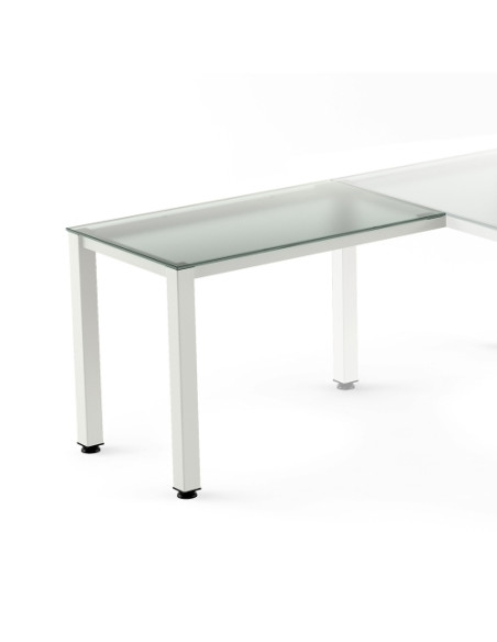 MESA ROCADA EXECUTIVE ALA 100x60 ESTRUCTURA BLANCO TABLERO CRISTAL