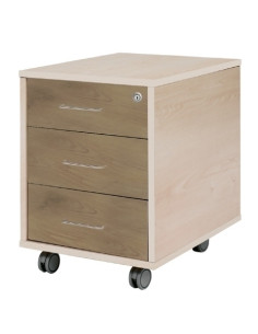 CAJONERA ROCADA con RUEDAS 40x595x58 con 3 CAJONES ESTRUCTURA HAYA FRONTALES ROBLE
