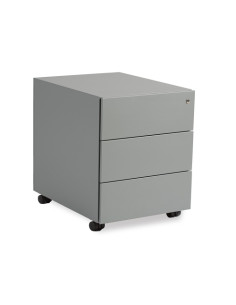 CAJONERA ROCADA con RUEDAS 42x53x58 con 3 CAJONES ESTRUCTURA Y FRONTALES METALICOS GRIS