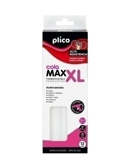 COLA TERMOFUSIBLE en BARRA PLICO MAX XL Ø 115mm x 200mm ALTA RESISTENCIA CAJA de 12