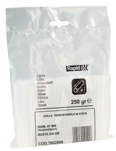 COLA TERMOFUSIBLE en BARRA RAPID 250gr ø7 10mm BOLSA de 13