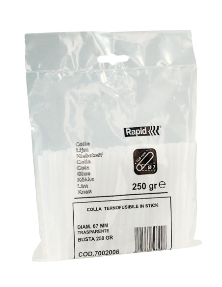 COLA TERMOFUSIBLE en BARRA RAPID 250gr ø7 10mm BOLSA de 13
