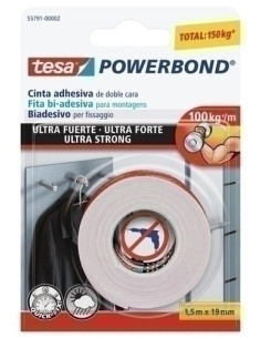 CINTA ADHESIVA DOBLE CARA TESA POWERBOND rollo 15x19 MONTAJE ULTRA FUERTE