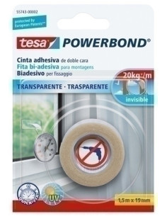 CINTA ADHESIVA DOBLE CARA TESA POWERBOND rollo 15x19 TRANSPARENTE