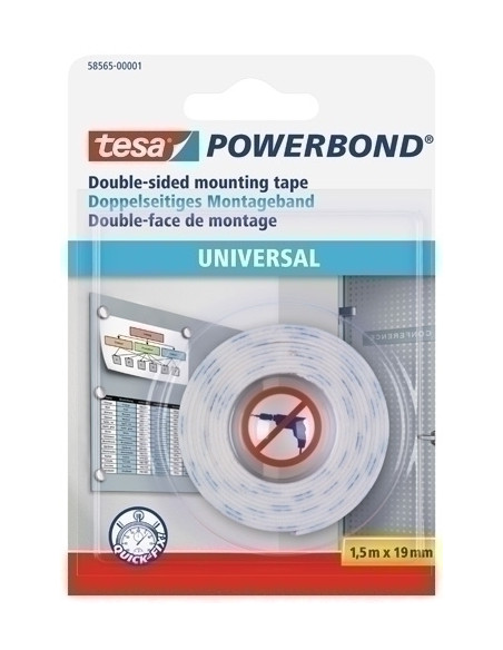 CINTA ADHESIVA DOBLE CARA TESA POWERBOND rollo 15x19 UNIVERSAL