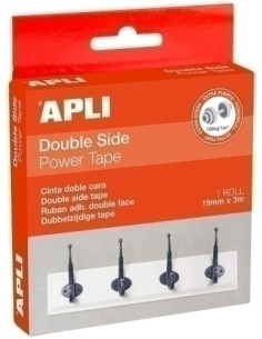 CINTA ADHESIVA DOBLE CARA APLI POWER rollo de 3m x 19mm