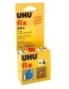 CINTA ADHESIVA DOBLE CARA UHU FIX TIRAS estuche de 50