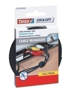 CINTA VELCRO TESA ON&OFF para AGRUPAR CABLES rollo 5x10 NEGRO