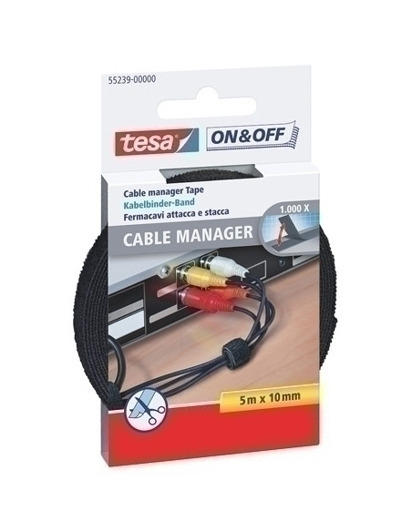CINTA VELCRO TESA ON&OFF para AGRUPAR CABLES rollo 5x10 NEGRO