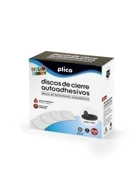 DISCOS CIERRE ADHESIVOS PLICO 20 Ø 200 CONJUNTOS MACHOHEMBRA NEGRO