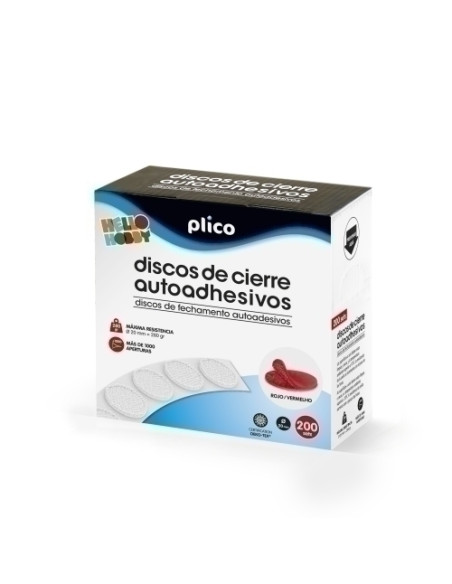 DISCOS CIERRE ADHESIVOS PLICO 20 Ø 200 CONJUNTOS MACHOHEMBRA ROJO