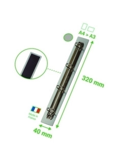 SOPORTE 4 ANILLAS TARIFOLD MAGNETICO PARA DOCUMENTOS A4A3 320x40 mm