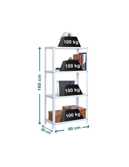 ESTANTERIA HOMECLASSIC MINI 4 ESTANTES BLANCO soporta hasta 90Kg por balda
