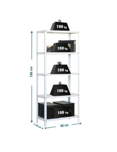 ESTANTERIA HOMECLASSIC MINI 5 ESTANTES BLANCO soporta hasta 90Kg por balda