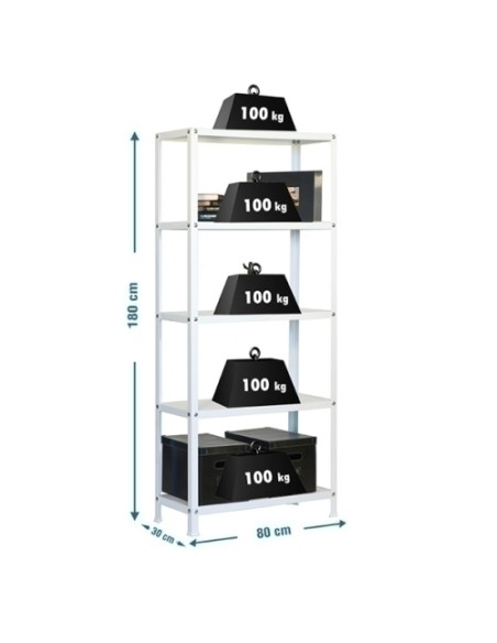 ESTANTERIA HOMECLASSIC MINI 5 ESTANTES BLANCO soporta hasta 90Kg por balda