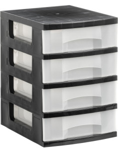 TORRE DE ALMACENAJE 4 CAJONES ARCHIVO 2000 SOSTENIBLE CRISTAL TRASLUCIDO