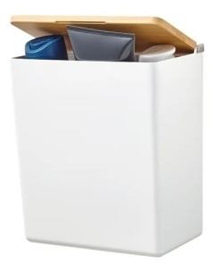 CAJA DE ALMACANAMIENTO TESA BABOO AUTOADHESIVA MEDIANA BLANCA CON TAPA BAMBU