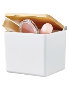 CAJA DE ALMACANAMIENTO TESA BABOO AUTOADHESIVA PEQUEÑA BLANCA CON TAPA BAMBU