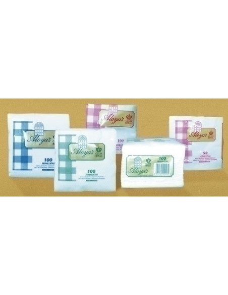 SERVILLETA PAPEL ALOYA´S 30x30 cm 1 CAPA BLANCO PAQUETE de 100