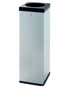 PAPELERA CILINDRO METALICA P-71 ZONAS COMUNES CON SUJECION DE BOLSAS CUERPO 9006 TAPA NEGRA