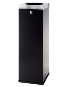 PAPELERA CILINDRO METALICA P-71 ZONAS COMUNES CON SUJECION DE BOLSAS CUERPO NEGRA TAPA 9006