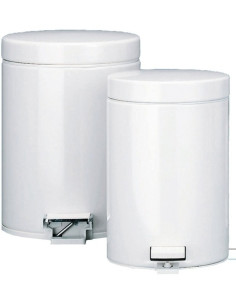 PAPELERA METALICA CON TAPA PEDAL 12 LITROS BLANCA