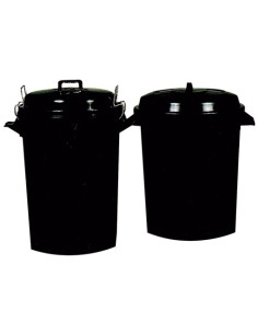 CUBO BASURA PLASTICO CON TAPA 100 LITROS NEGRO