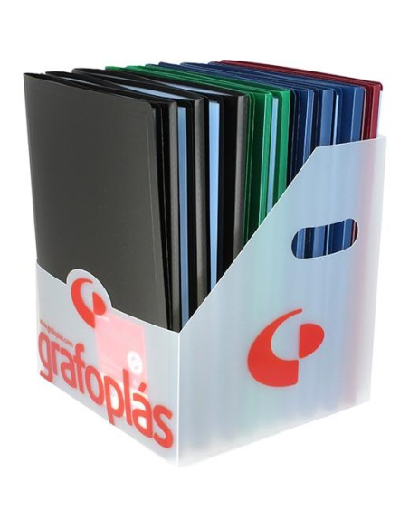 GRAFOPLÁS CARPETA CON FUNDAS POLIPLÁS SOLDADAS FOLIO PP SEMIRÍGIDO OPACO CSURTIDOS EXPOSITOR 20 UD