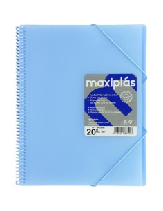 GRAFOPLÁS CARPETA CON FUNDAS MAXIPLÁS ESPIRAL A4 20 FUNDAS CSOBRE PP RÍGIDO TRANSLÚCIDO AZUL SOFT