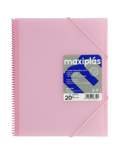 GRAFOPLÁS CARPETA CON FUNDAS MAXIPLÁS ESPIRAL A4 20 FUNDAS CSOBRE PP RÍGIDO TRANSLÚCIDO ROSA SOFT