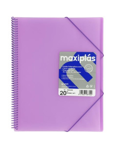 GRAFOPLÁS CARPETA CON FUNDAS MAXIPLÁS ESPIRAL A4 20 FUNDAS CSOBRE PP RÍGIDO TRANSLÚCIDO LAVANDA SOFT