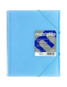 GRAFOPLÁS CARPETA CON FUNDAS MAXIPLÁS ESPIRAL A4 30 FUNDAS CSOBRE PP RÍGIDO TRANSLÚCIDO AZUL SOFT