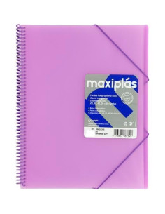 GRAFOPLÁS CARPETA CON FUNDAS MAXIPLÁS ESPIRAL A4 30 FUNDAS CSOBRE PP RÍGIDO TRANSLÚCIDO LAVANDA SOFT
