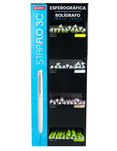 BOLIGRAFO de 3 COLORES MORRIS STARFLO MBP-801 EXPOSITOR de 48