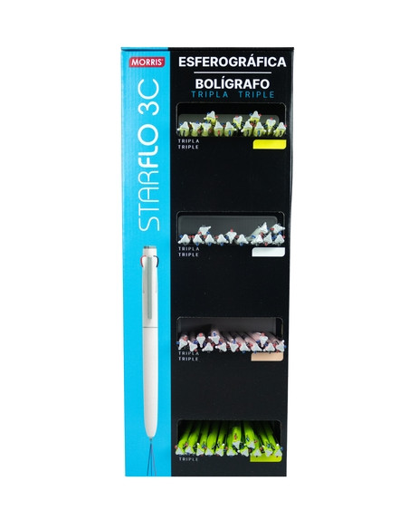 BOLIGRAFO de 3 COLORES MORRIS STARFLO MBP-801 EXPOSITOR de 48
