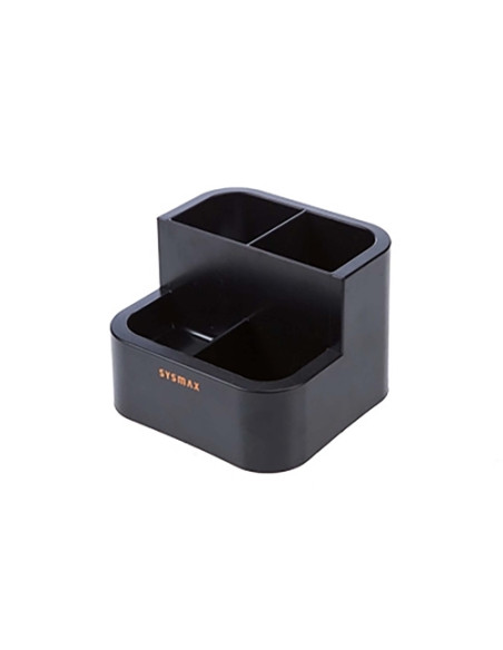 CUBILETE LITEM SYSMAX LUX CUADRADO 4 COMPARTIMENTOS NEGRO