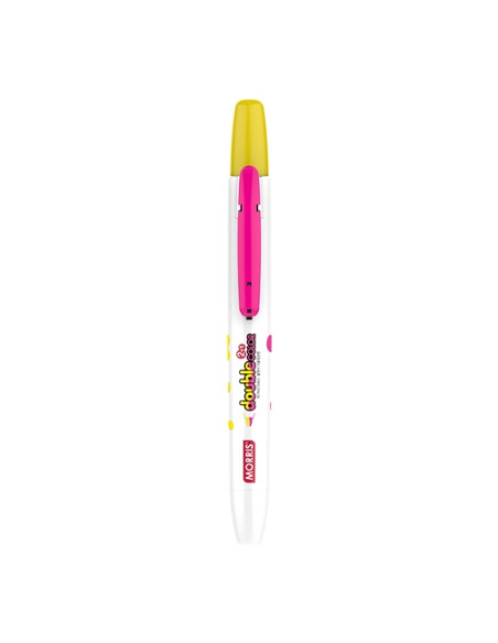 MARCADOR FLUOR MORRIS RETRACTIL JUSTCLICK DOUBLE MRH-106 AMARILLO&ROSA
