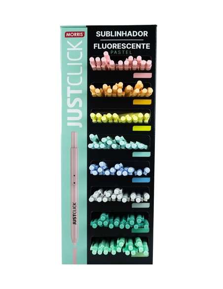 MARCADOR FLUOR MORRIS RETRACTIL JUSTCLICK MRH-205 PASTEL EXPOSITOR de 96