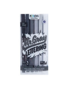 ROTULADOR FIBRA MOOVING DOBLE PUNTA PINCEL CROMA GRISES ESTUCHE de 6