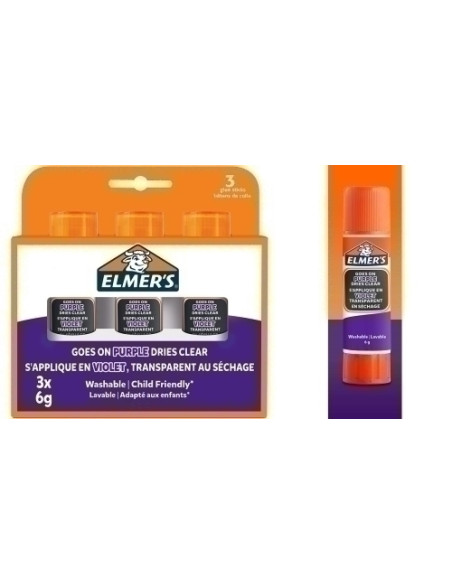 BARRA de PEGAMENTO ELMER´S MORADO 6g BLISTER DE 3
