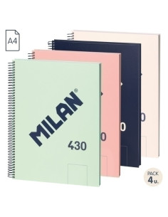 BLOC MILAN 430 serie 1918 tapa EXTRA A4 80h LISO 95g SURTIDO PACK DE 4