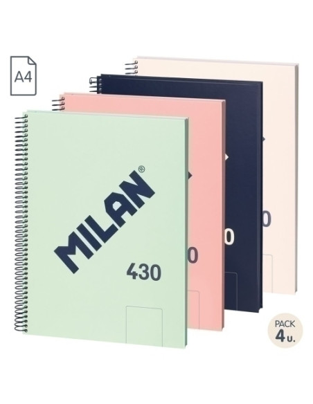 BLOC MILAN 430 serie 1918 tapa EXTRA A4 80h LISO 95g SURTIDO PACK DE 4