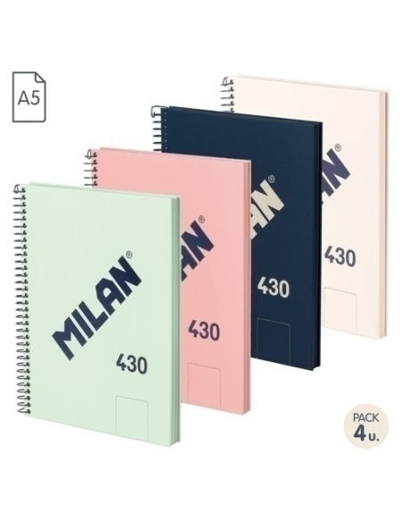 BLOC MILAN 430 serie 1918 tapa EXTRA A5 80h LISO 95g SURTIDO PACK DE 4