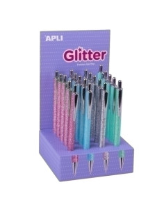 BOLIGRAFO APLI GLITTER COLLECTION EXPOSITOR DE 20