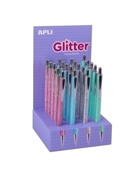 BOLIGRAFO APLI GLITTER COLLECTION EXPOSITOR DE 20