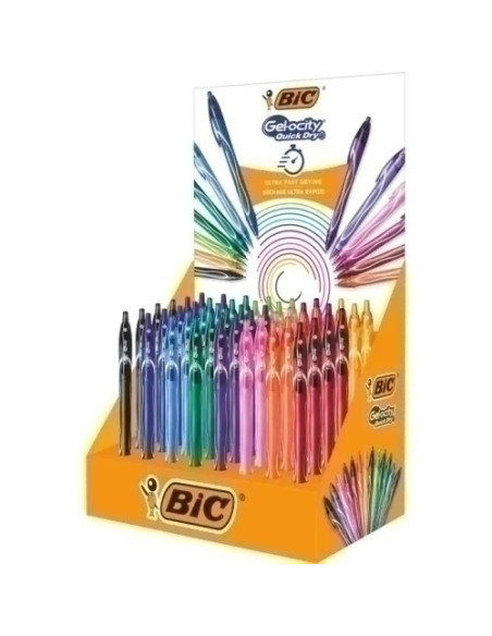 BOLIGRAFO BIC GELOCITY QUICK DRY SURTIDO EXPOSITOR de 48