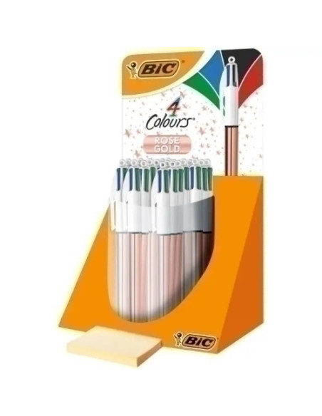 BOLIGRAFO de 4 COLORES BIC ROSE GOLD EXPOSITOR de 20