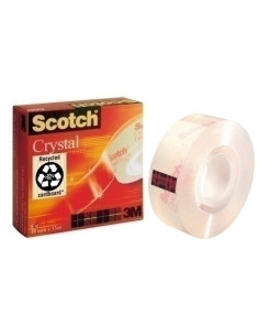 CINTA ADHESIVA SCOTCH CRYSTAL ULTRATRANSPARENTE rollo 10x12 con MINI PORTARROLLOS
