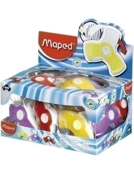 GOMA de BORRAR MAPED SPIN con PROTECTOR ROTATIVO EXPOSITOR de 20