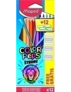 LAPICES de COLORES MAPED COLOR PEPS STRONG estuche de 12 regalo 12 etiquetas